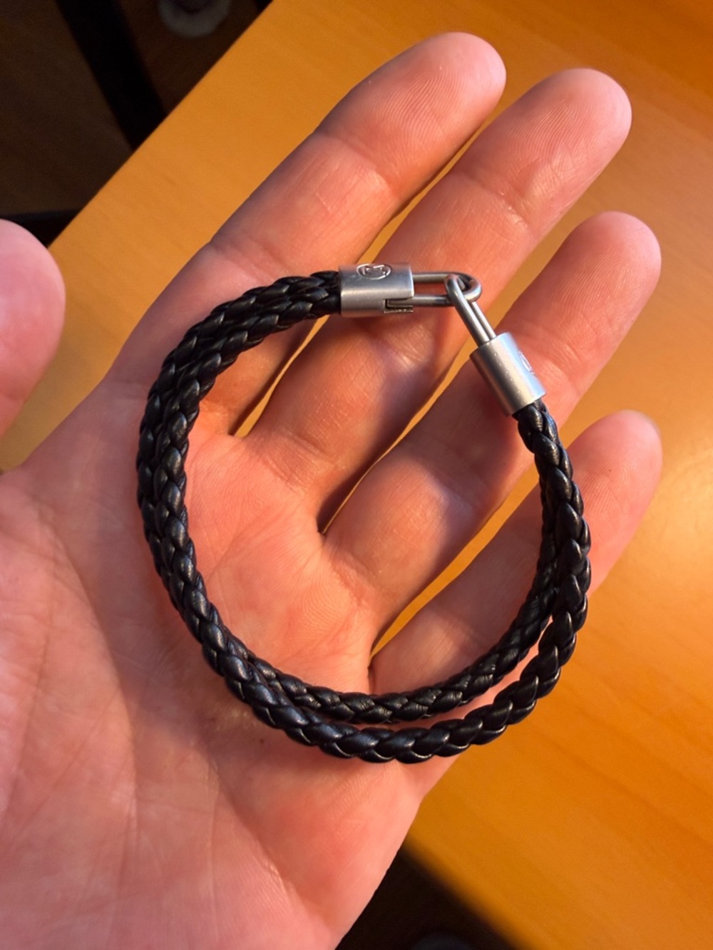 Black Braided Bracelet with Silver Clasp